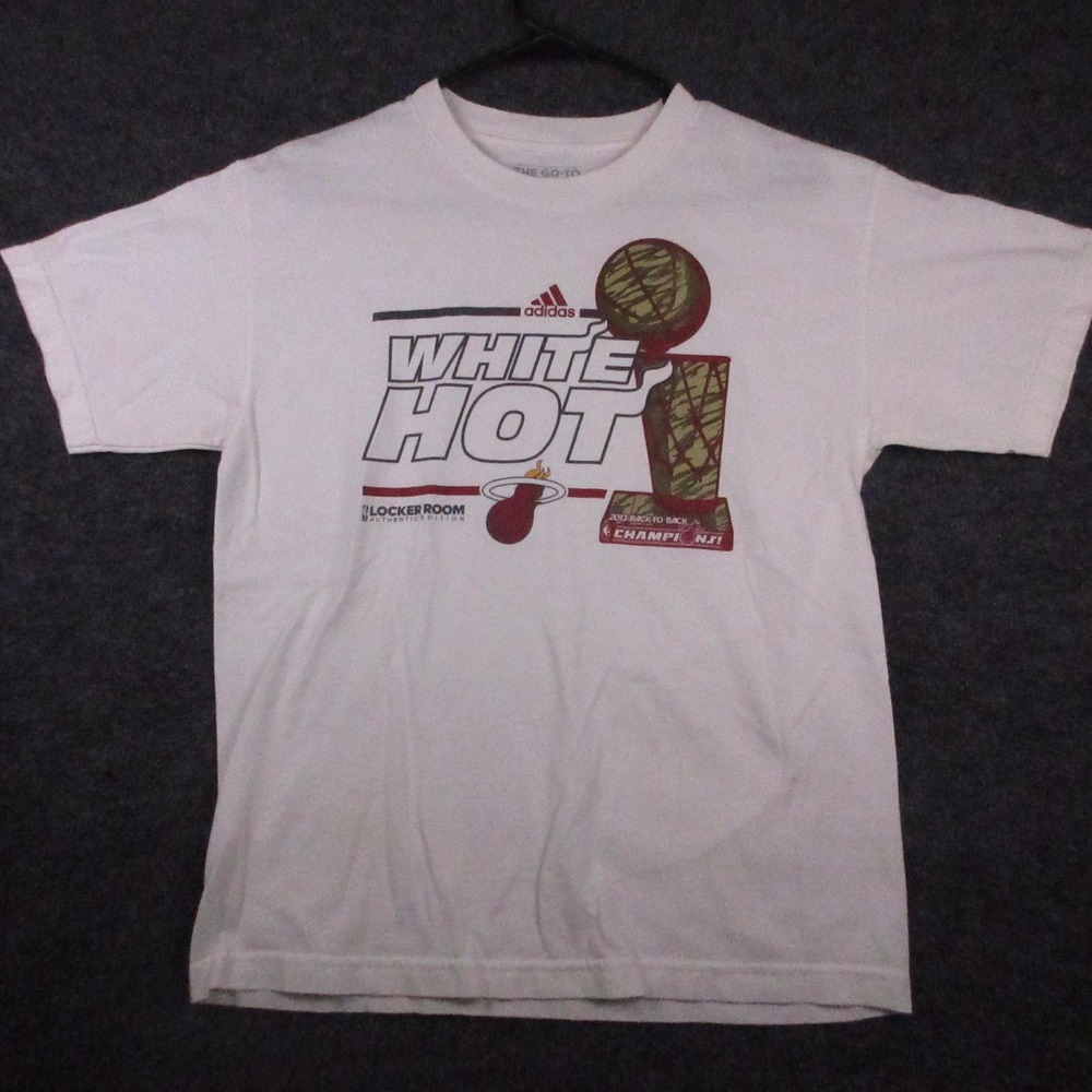 Miami Heat Shirt Youth 18 White NBA Basketball Adidas White Hot 2013 Champs Tee